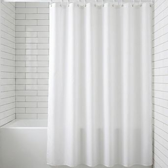 Solid Color Waterproof PEVA Shower Curtain Sets with 12 Plastic Hooks, Minimalist Modern Style