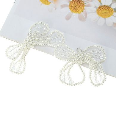 Faux Pearl Bow Shoelace Charms White 1 Pair