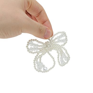 Faux Pearl Bow Shoelace Charms White 1 Pair