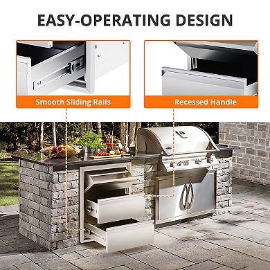 Three-Layer Stainless Steel Outdoor Kitchen Drawer