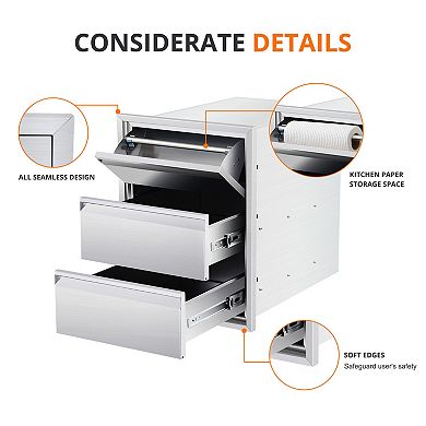 Three-Layer Stainless Steel Outdoor Kitchen Drawer