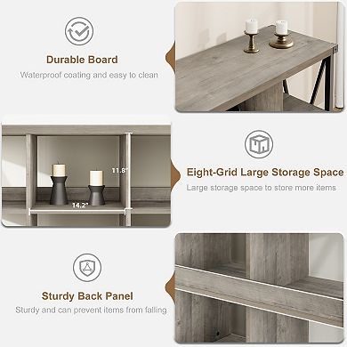 8 Cube Bookshelf Storage Organizer with Industrial Metal Frame