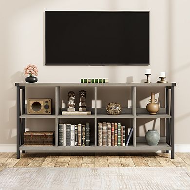 8 Cube Bookshelf Storage Organizer with Industrial Metal Frame