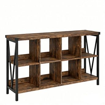 8 Cube Bookshelf Storage Organizer with Industrial Metal Frame