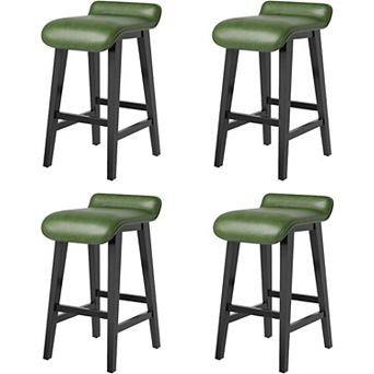 26.2" Bar Stools Set of 4, Modern Upholstered Kitchen Stools with Low Back and Footrest