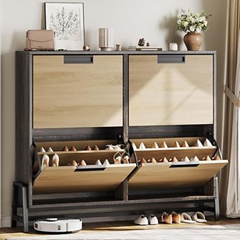 Shoe Cabinet Storage with 4 Flip Drawers