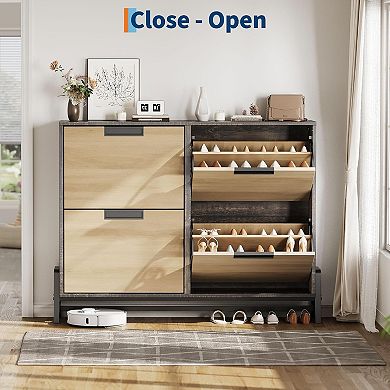 Shoe Cabinet Storage with 4 Flip Drawers