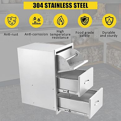 2-Tier Stainless Steel Outdoor Kitchen Drawers