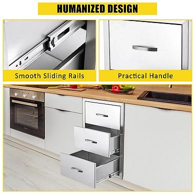2-Tier Stainless Steel Outdoor Kitchen Drawers