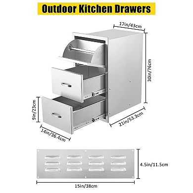 2-Tier Stainless Steel Outdoor Kitchen Drawers