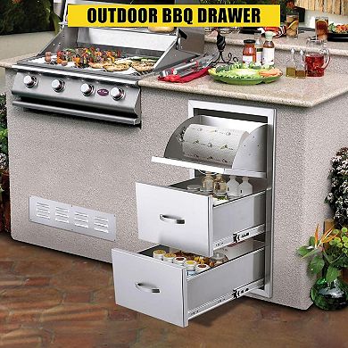 2-Tier Stainless Steel Outdoor Kitchen Drawers