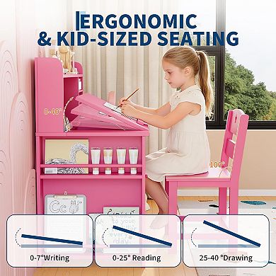 Kids Study Desk & Chair Set with Storage
