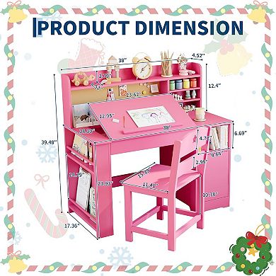 Kids Study Desk & Chair Set with Storage