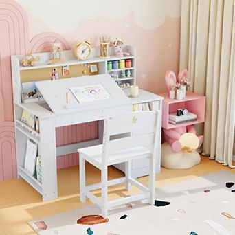 Kids Study Desk & Chair Set with Storage