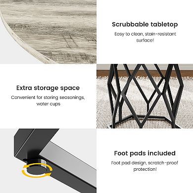 47'' Round Dining Table,Rust-Proof Metal Base