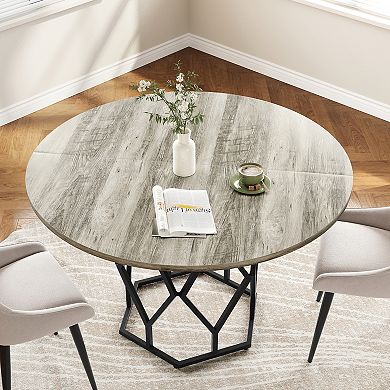 47'' Round Dining Table,Rust-Proof Metal Base