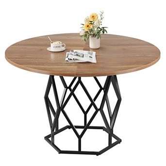 47'' Round Dining Table,Rust-Proof Metal Base