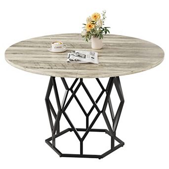 47'' Round Dining Table,Rust-Proof Metal Base