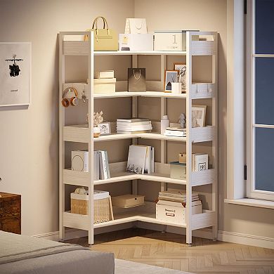 Modern Industrial L-Shaped Corner Bookshelf