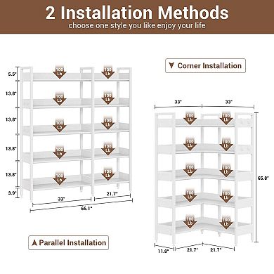 Modern Industrial L-Shaped Corner Bookshelf