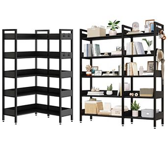 Modern Industrial L-Shaped Corner Bookshelf
