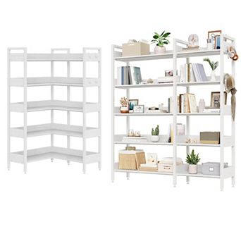 Modern Industrial L-Shaped Corner Bookshelf
