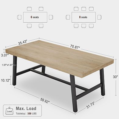 Industrial Dining Table for 6-8 People