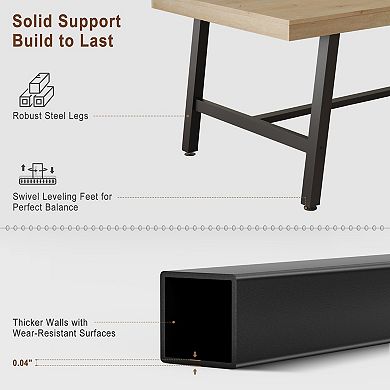 Industrial Dining Table for 6-8 People