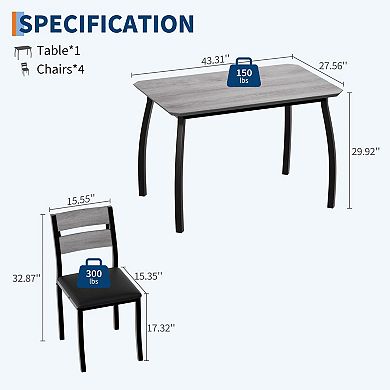 Dining Table Set for 4 Modern Kitchen Table and Chairs Set
