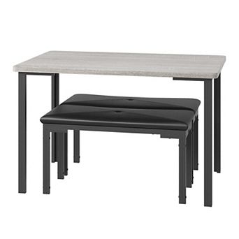 Dining Table Set for 4 with Upholstered Benches