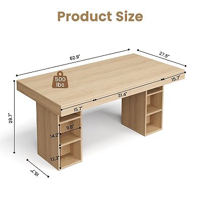 63”Executive Desk with Cabinet Storage