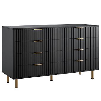 8-Drawer Dresser, 55" Wide Modern Wooden Chest of Drawers w/Metal Handles, Anti-Tip Design