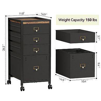 Four Cloth Pull-Out Tables Under Standing Cabinet