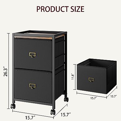 Two Cloth Pull-Out Tables Under Standing Cabinet