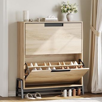 Shoe Cabinet Storage with 2 Flip Drawers