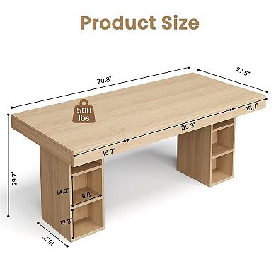 71” Executive Desk with Cabinet Storage