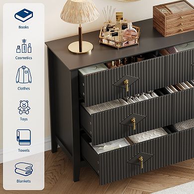 6 Drawer Wave-Front Chest of Drawers