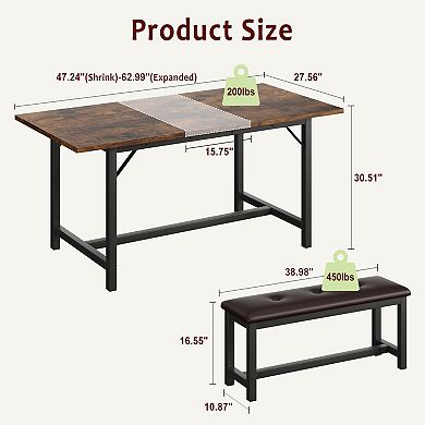 3-Piece Extendable Wooden Dining Set