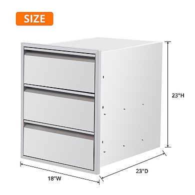 3-Layer Stainless Steel Outdoor Kitchen Drawer