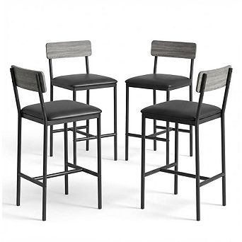 4 Pack 25.5" Upholstered Bar Stools with Back & Footrest