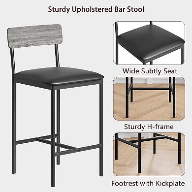 4 Pack 25.5" Upholstered Bar Stools with Back & Footrest