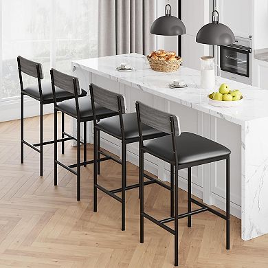 4 Pack 25.5" Upholstered Bar Stools with Back & Footrest
