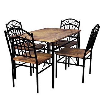 5 pc Industrial Dining Table Set for 4