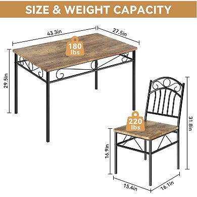 5-Piece Industrial Dining Table Set for 4