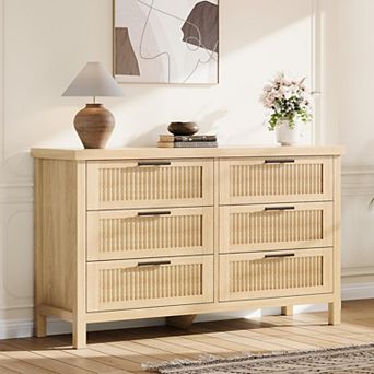 Fluted 6 Drawers Dresser for Bedroom