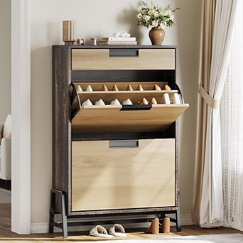 Shoe Storage Cabinet with 2 Flip Drawers