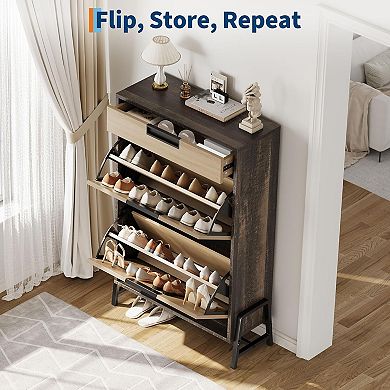 Shoe Storage Cabinet with 2 Flip Drawers