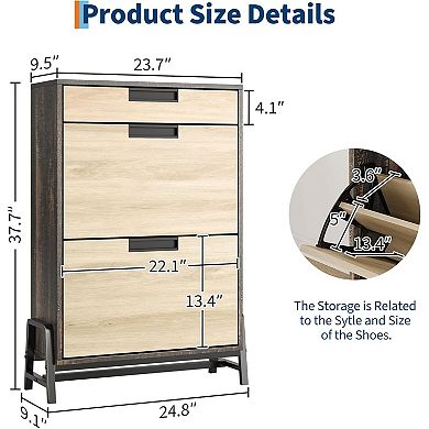 Shoe Storage Cabinet with 2 Flip Drawers