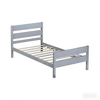 Lufeiya Twin Size Platform Bed Frame with Wooden Headboard and Footboard, Slats, Underbed Storage