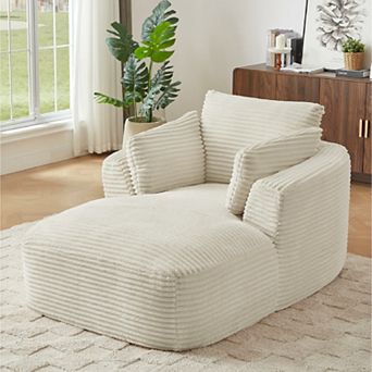 CEWOR Oversized Corded Corduroy Chaise Lounge, Compressed Sofa Chair, No Assembly